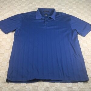 Tiger Woods Collection Mens XXL Blue Dri-FIT Vertical Stripe Golf Polo Shirt